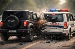 फरार आरोपी की गिरफ्तारी के दौरान पुलिस पर जानलेवा हमला, वाहन से टक्कर मारने की कोशिश