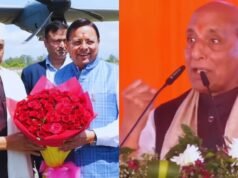 हलद्वानी में राजनाथ सिंह की जनसभा, सीएम धामी की जमकर तारीफ