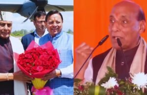 हलद्वानी में राजनाथ सिंह की जनसभा, सीएम धामी की जमकर तारीफ