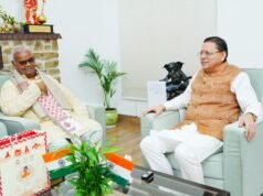मुख्यमंत्री पुष्कर सिंह धामी से राजस्थान सरकार के कैबिनेट मंत्री मदन दिलावर ने की शिष्टाचार भेंट