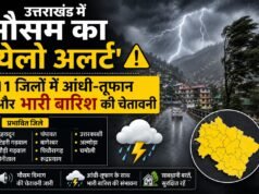 उत्तराखंड में मौसम का ‘येलो अलर्ट’: 11 जिलों में आंधी-तूफान और भारी बारिश की चेतावनी