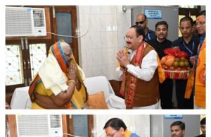 शांतिकुंज पहुंचे जे.पी. नड्डा और सीएम धामी, श्रद्धेया शैलदीदी का लिया आशीर्वाद