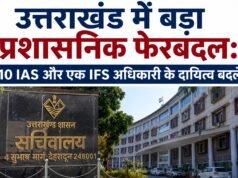 उत्तराखंड में बड़ा प्रशासनिक फेरबदल: 10 आईएएस और एक आईएफएस अधिकारी के दायित्व बदले